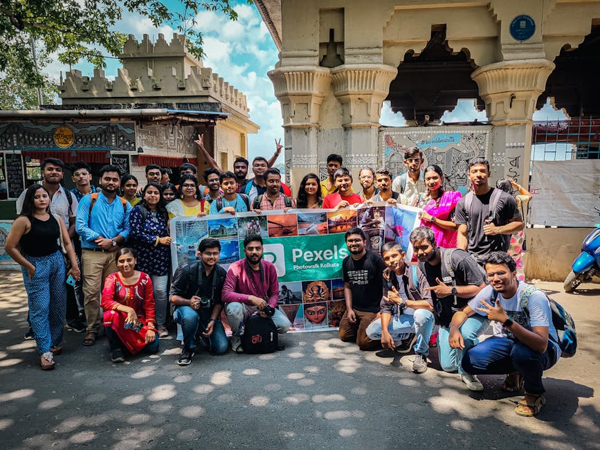 pexels-photo-18414618-18414618 A vibrant group of tourists gathered for a Pexels photowalk in Kolkata, India.